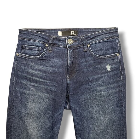 Kut from the Kloth Donna Ankle Skinny Jeans Womens 2 Distressed Released Hem - Picture 2 of 10